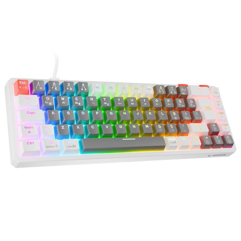 Rampage Yoru Mini Gri/Beyaz Type-C Red Swich Q Mekanik Oyuncu Klavyesi