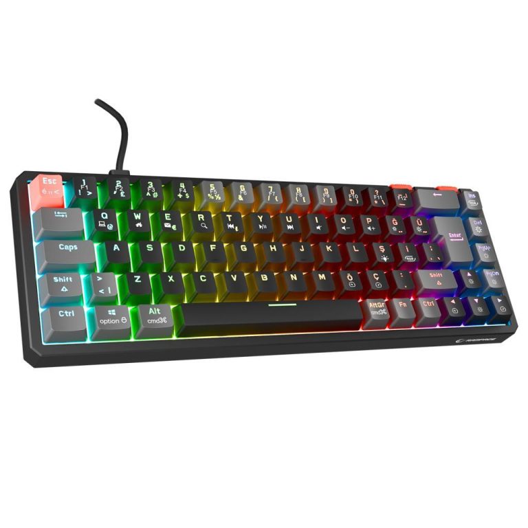 Rampage Yoru Mini Siyah/Gri Type-C Red Swich Q Mekanik Oyuncu Klavyesi
